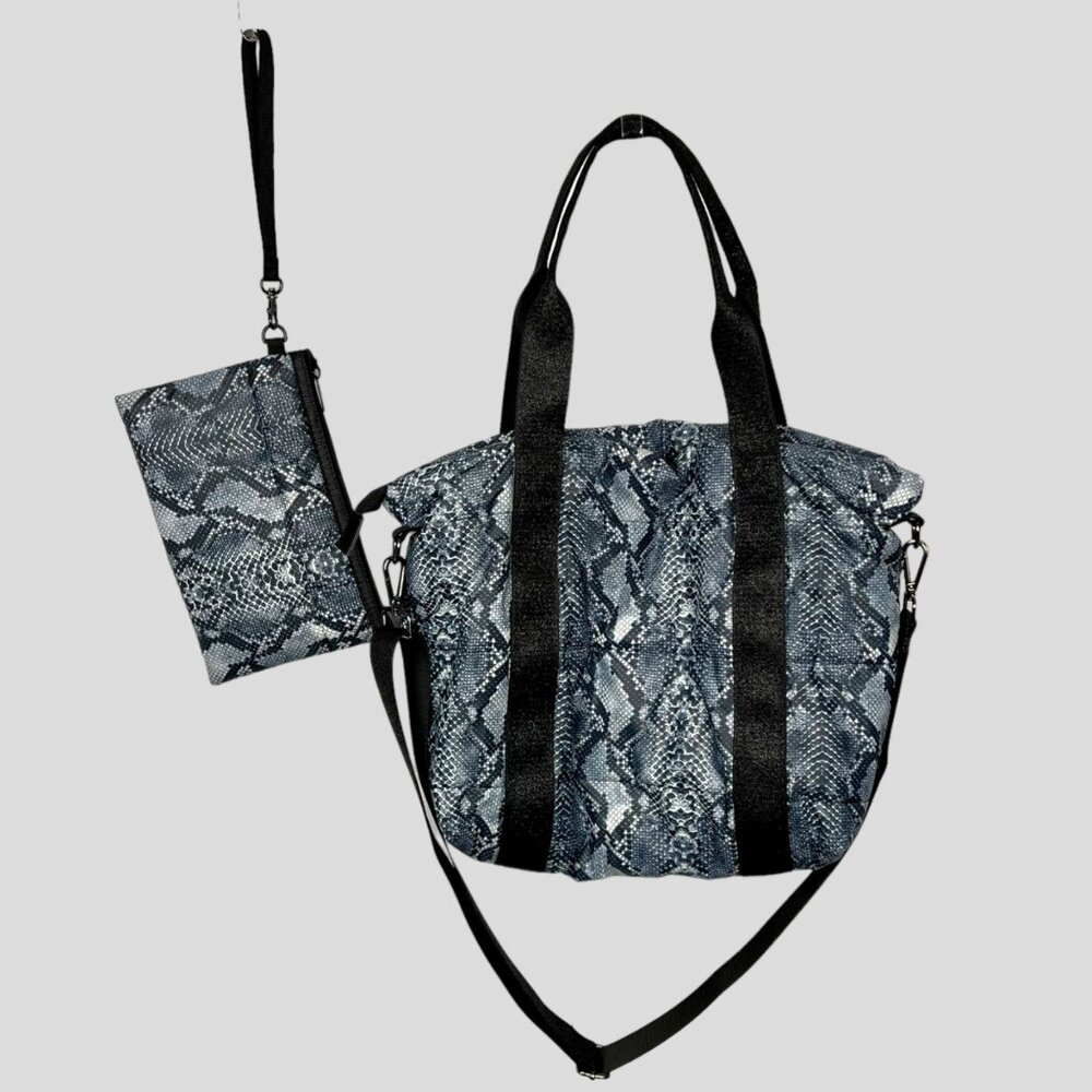 Haute Shore Jaime Blue Python Puffer Tote Crossbody Shoulder Bag Wristlet